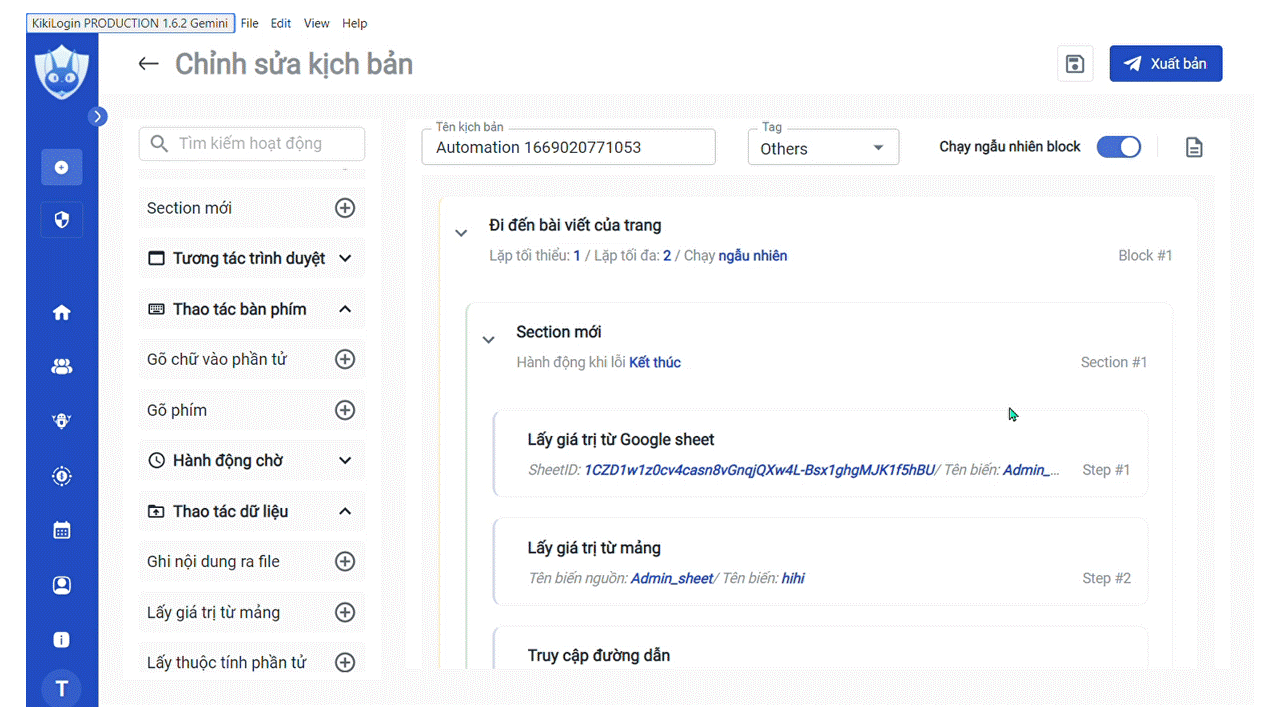 Lấy giá trị chạy kịch bản dễ dàng từ link google sheet