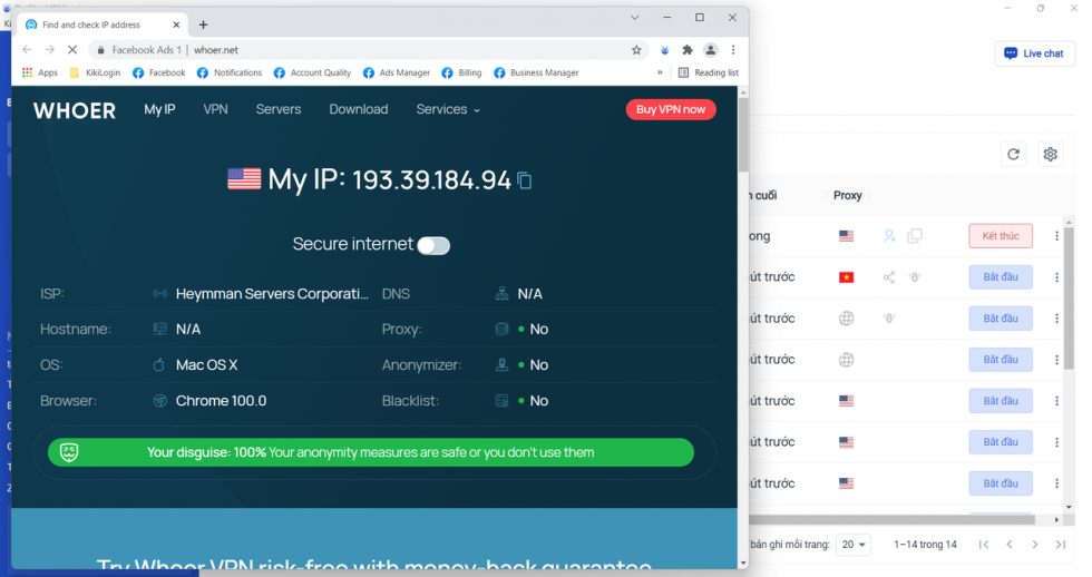 Profile với IP Mỹ trên KikiLogin
