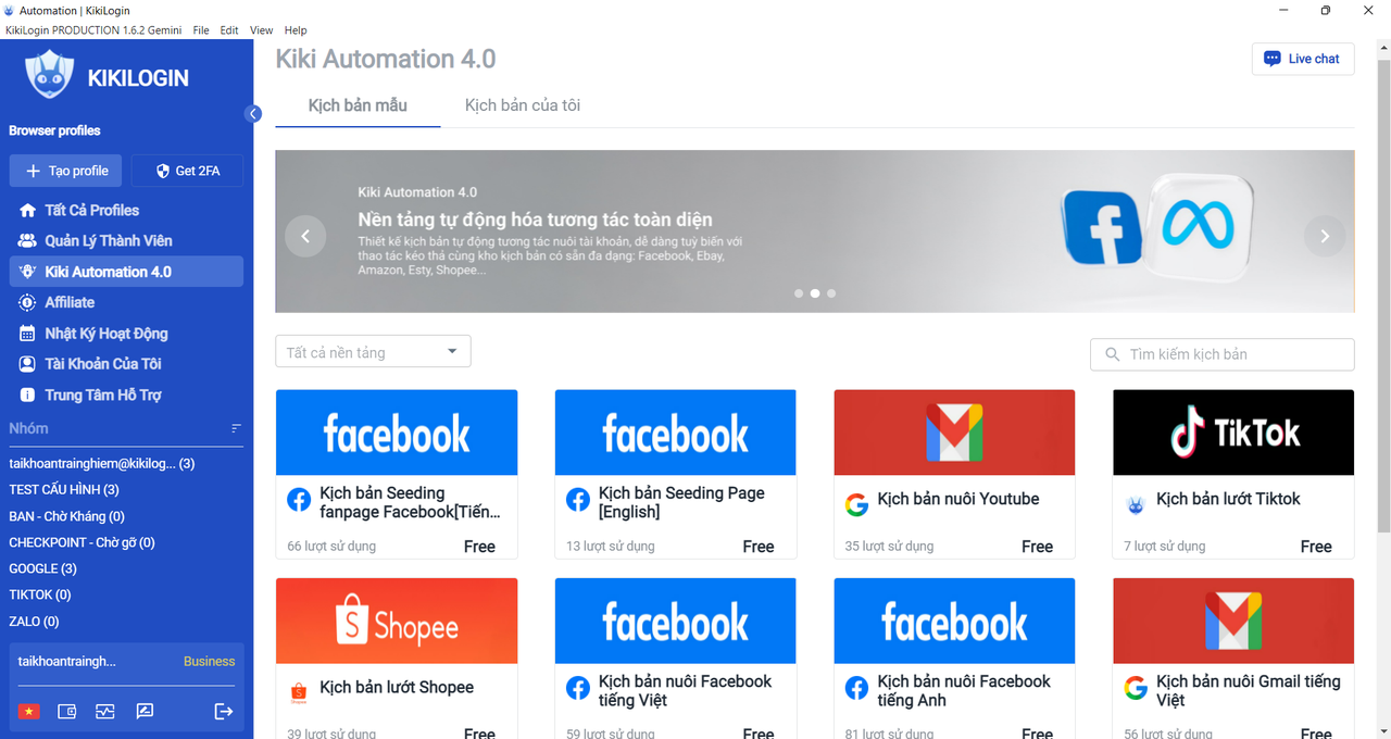 KikiLogin nuôi nick