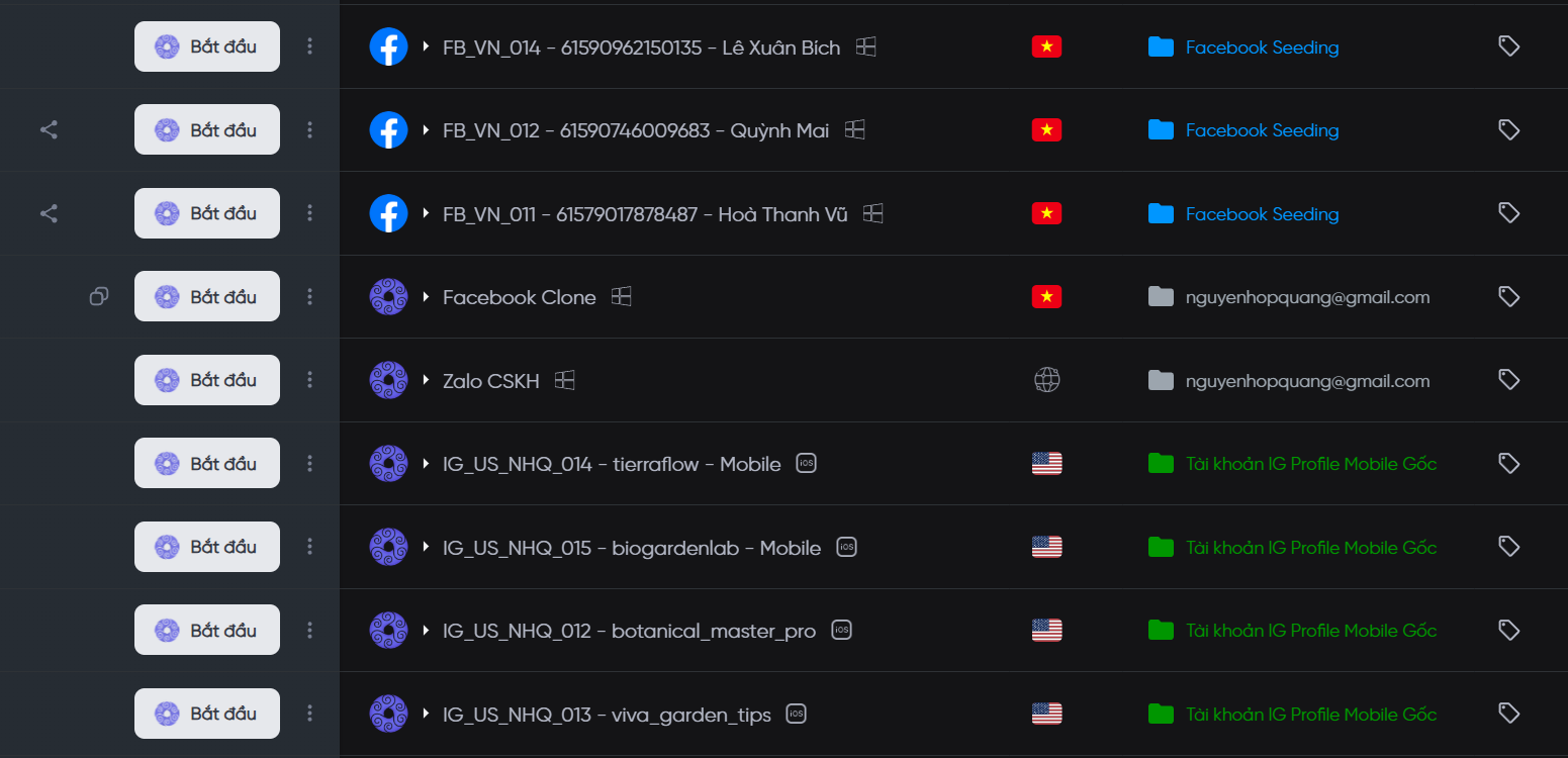 KikiLogin dashboard managing multiple Facebook Ads accounts
