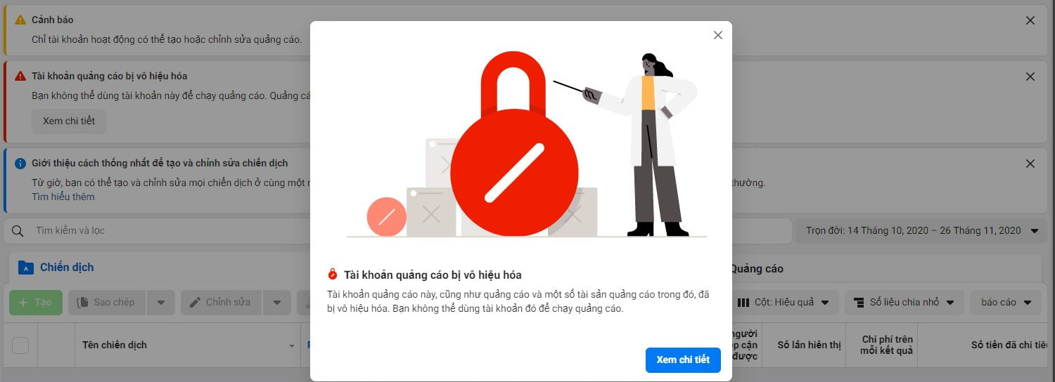 Facebook ad account disabled